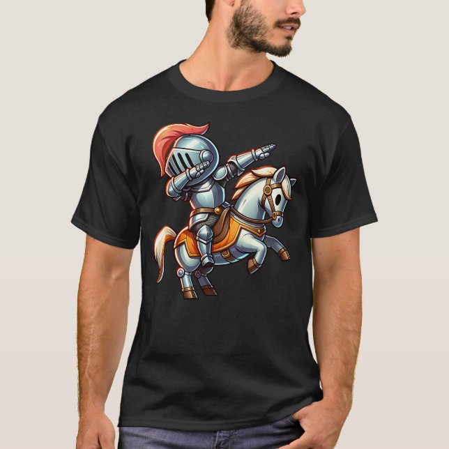 Kids Ren Faire Dabbing Medieval Knight Horse Renai T-Shirt (Front)