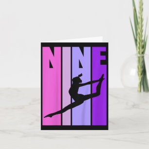 Kids Retro Girls Gymnastics 9 9th Ninth Birthday S Card