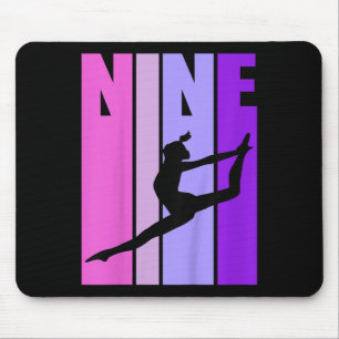 Kids Retro Girls Gymnastics 9 9th Ninth Birthday S Mouse Pad