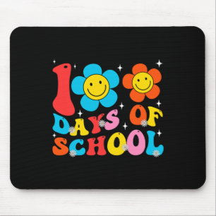 Kids Retro Groovy 100 Days Happy 100th Day Of Scho Mouse Pad