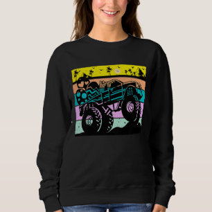 Kids Retro Monster Truck Easter Bunny Happy Easter Sweatshirt