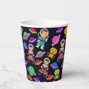 Kids Retro Robots and Astronauts  Paper Cups