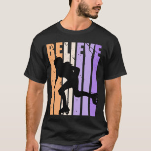 Kids Retro Roller Skating Team Believe Practice In T-Shirt