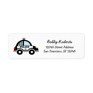 Kid's Return Address Labels with cute police car