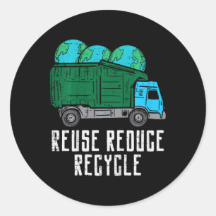 Kids Reuse Reduce Recycle Garge Truck Earth Boys K Classic Round Sticker