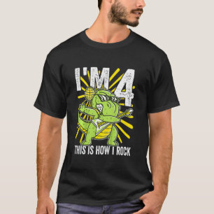 Kids Rex Dino I'm 4 This Is How I Rock 4 Dinosaur T-Shirt