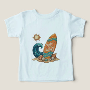 Kids Ride the Waves Surfboard Illustration - Tropi