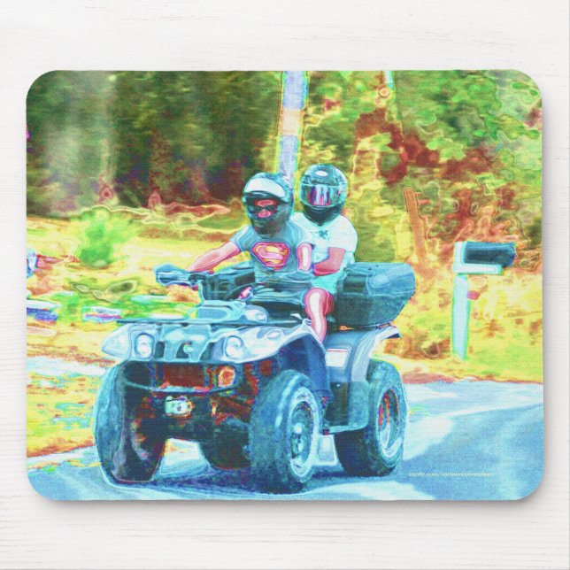 Kids Riding an ATV All Terrain Vehicle on Road Mouse Pad (Front)
