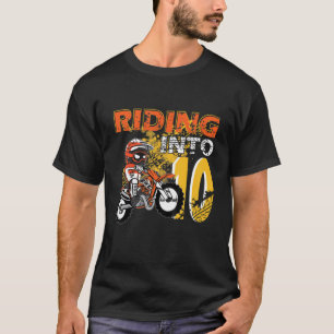 Kids Riding Into 10 Years Old Dirt Biker 10Th Birt T-Shirt
