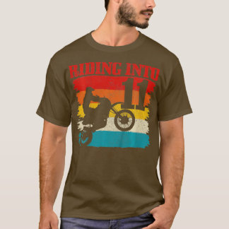 Kids Riding Into 11 Motocross 11th Birthday Dirt B T-Shirt