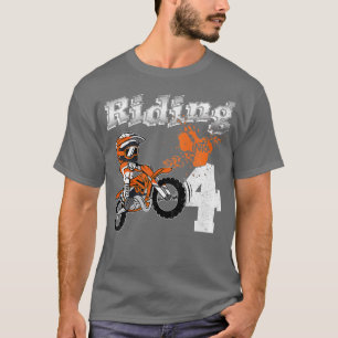 Kids Riding Into 4 Years Old Rider 4th Birthday Di T-Shirt