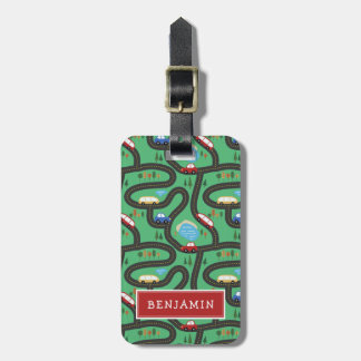 Kids Road Map - Red & Blue - Custom Name Luggage Tag
