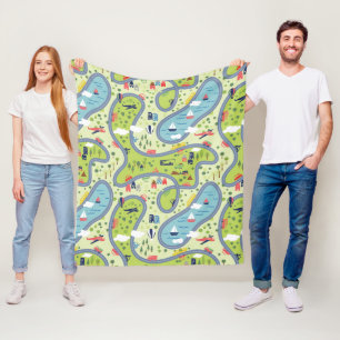 Kids Roadtrip Landscape Pattern Fleece Blanket