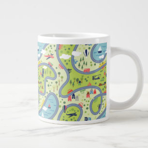 Kids Roadtrip Landscape Pattern Large Coffee Mug