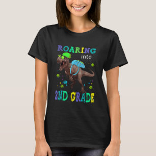 Kids Roaring Into 2nd Grade Dinosaur 1st Day Back  T-Shirt