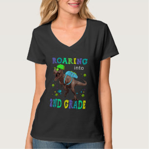 Kids Roaring Into 2nd Grade Dinosaur 1st Day Back  T-Shirt