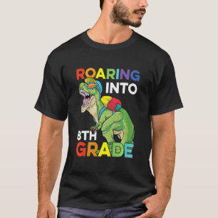 Kids Roaring Into 8th Grade Back To School Dinosau T-Shirt
