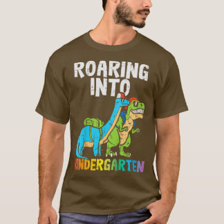 Kids Roaring Into Kindergarten Dinosaurs Trex Firs T-Shirt