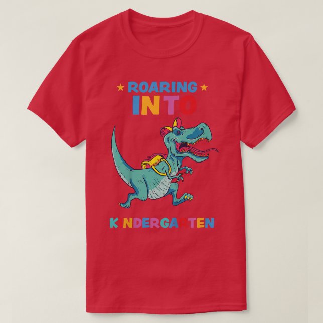 Kids Roaring Into Kindergarten T Re Tshirt  (Design Front)