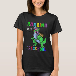 Kids Roaring Into Preschool Dinosaur 1st Day Back  T-Shirt
