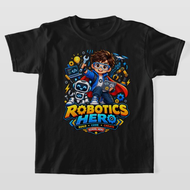 Kids Robotics Hero STEM Robot T-Shirt (Laydown)