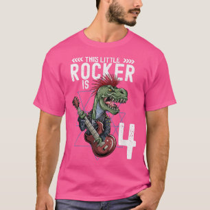 Kids Rock and Roll Music T Rex Dinosaur 4th Birthd T-Shirt
