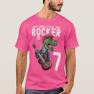 Kids Rock And Roll Music T Rex Dinosaur 7th Birthd T-Shirt