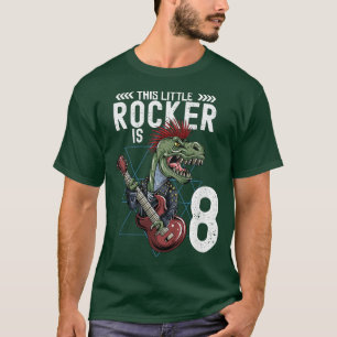 Kids Rock And Roll Music T Rex Dinosaur 8th Birthd T-Shirt
