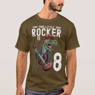 Kids Rock And Roll Music T Rex Dinosaur 8th Birthd T-Shirt