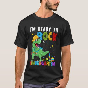 Kids Rock Kindergarten Back To School Boys Dinosa T-Shirt