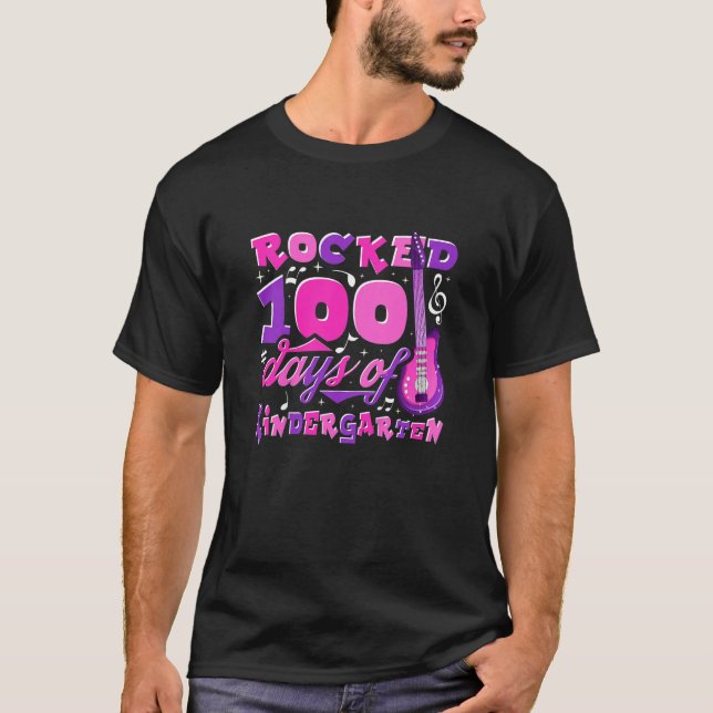 Kids Rocked 100 Days Of Kindergarten T-Shirt (Front)