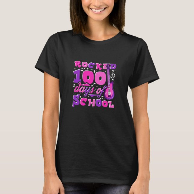 Kids Rocked 100 Days Of School First Grader T-Shirt (Front)