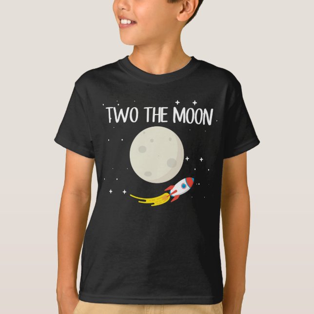 Kids Rocket Moon 2nd Birthday Astronaut 2 Year Old T-Shirt (Front)