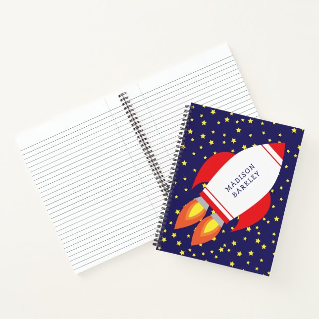 Kids Rocket Ship Outer Space Cute Notebook (Inside)