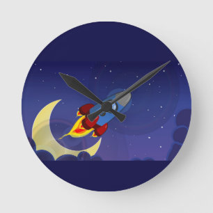 Kids Rocket Ship Round Clock