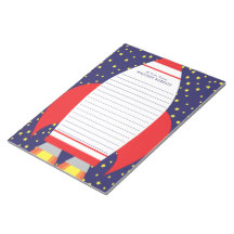 Kids Rocket Space Ship Personal Stationary Notepad