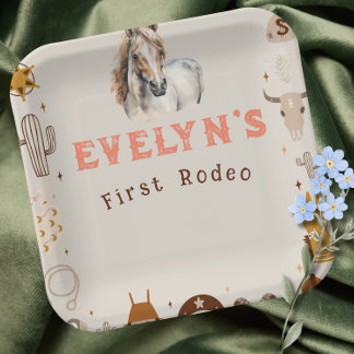 Kids Rodeo Cowboy Rustic Western   Paper Plate