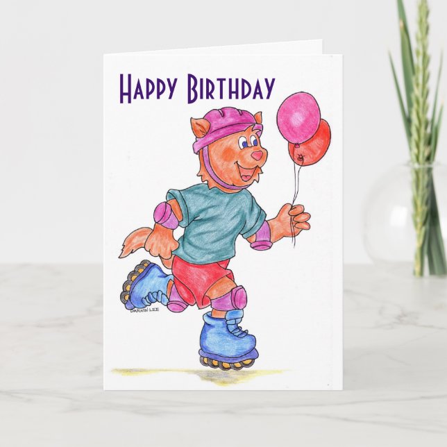 Kids Roller Skating Birthday Card (Front)
