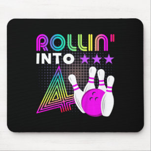 Kids Rollin Into 4 Bowling Birthday Party 4th Birt Mouse Pad