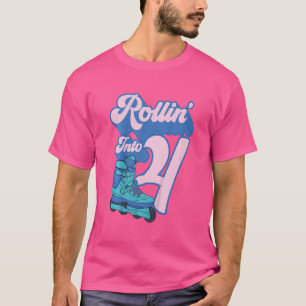 Kids Rollin Into 4 Roller Skating 8th Birthday Gir T-Shirt