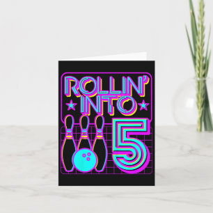 Kids Rollin Into 5 Bowling Bowler 5th Birthday Par Card