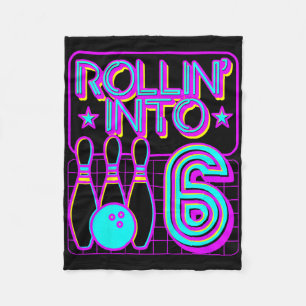 Kids Rollin Into 6 Bowling Bowler 6th Birthday Par Fleece Blanket