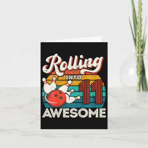 Kids Rolling Into 11 Years 11th Bowling Birthday P Card