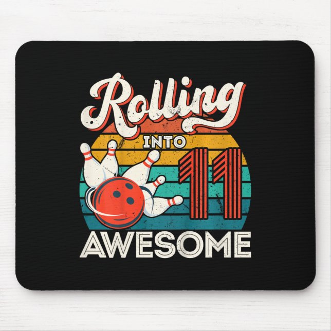 Kids Rolling Into 11 Years 11th Bowling Birthday P Mouse Pad (Front)