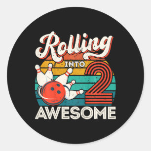 Kids Rolling Into 2 Years 2nd Bowling Birthday Par Classic Round Sticker