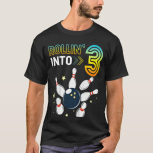 Kids Rolling Into 3 Years Old Birthday Bowling Lov T-Shirt