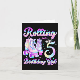 Kids Rolling Into 5 Roller Skating 5th Birthday Gi Card