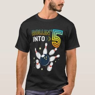 Kids Rolling Into 5 Years Old Birthday Bowling B T-Shirt