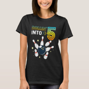 Kids Rolling Into 5 Years Old Birthday Bowling B T-Shirt