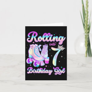 Kids Rolling Into 7 Roller Skating 7th Birthday Gi Card